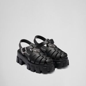 100% Authentic PRADA Monolith Rubber Sandals Size 41 US 10 Black